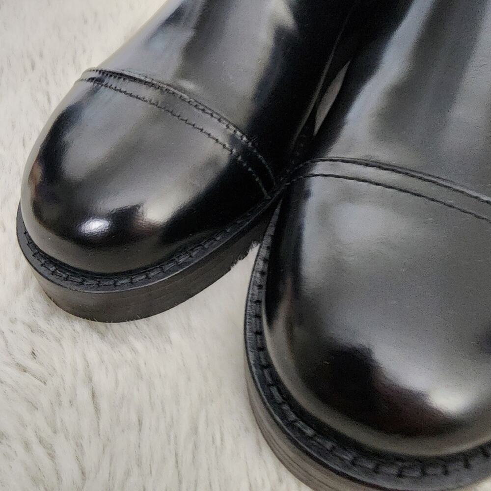 NEW J. Crew Rib-Cuff Chunky Ankle Boots Italian Leather Black Size 6.5 - Picture 3 of 10